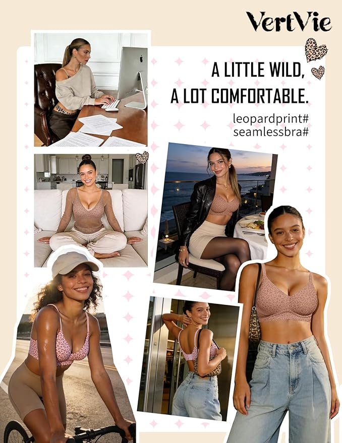 Vertvie Womens Seamless Jelly Bras No Underwire Comfort Push Up Bras Buttery Soft Wireless Bralette Full Coverage Sports Bra
