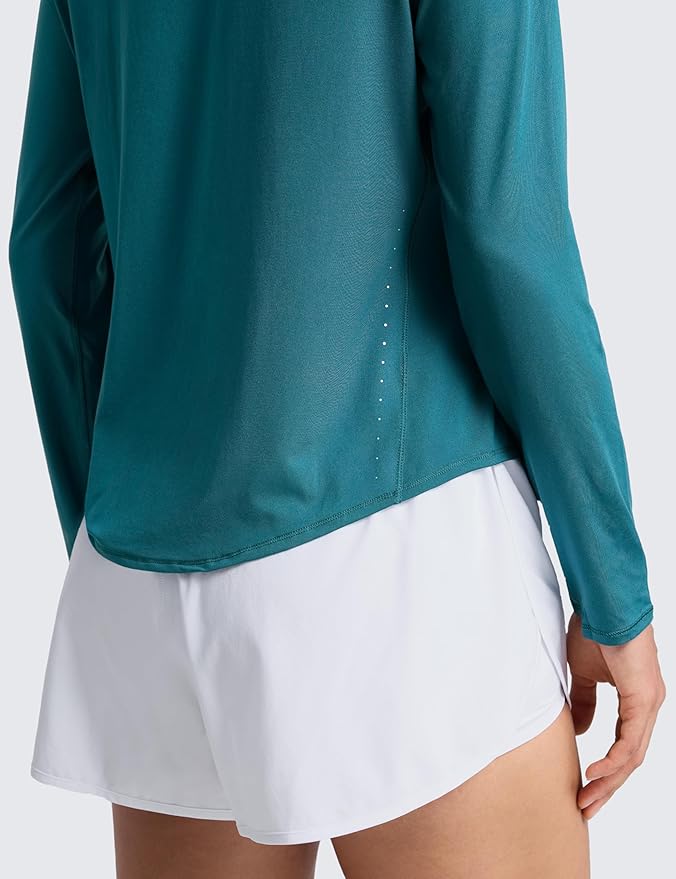 CRZ YOGA Lightweight Workout Long Sleeve Shirts for Women - Gym Running Fall Athletic Training T-Shirts High Neck Tops