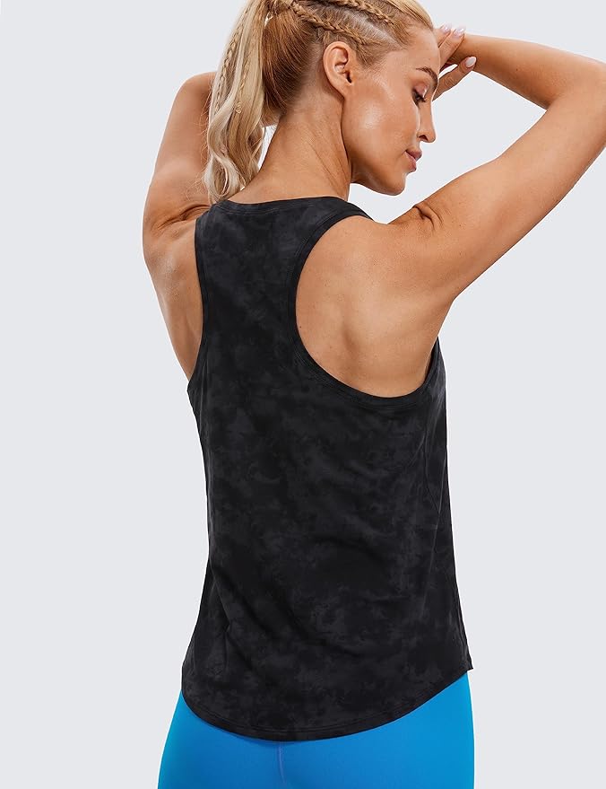 CRZ YOGA Pima Cotton Racerback Tank Tops for Women - Workout Athletic Casual Soft Scoop Neck Sleeveless Shirts