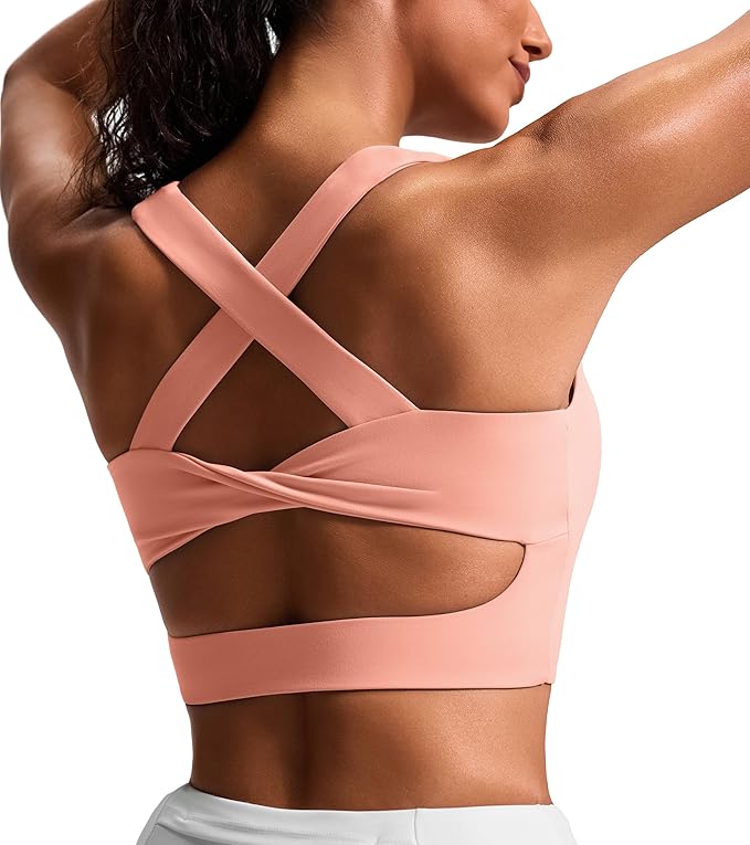 Sports Bras for Women Criss-Cross Back Padded Workout Tank Tops Medium Support Crop Tops for Women