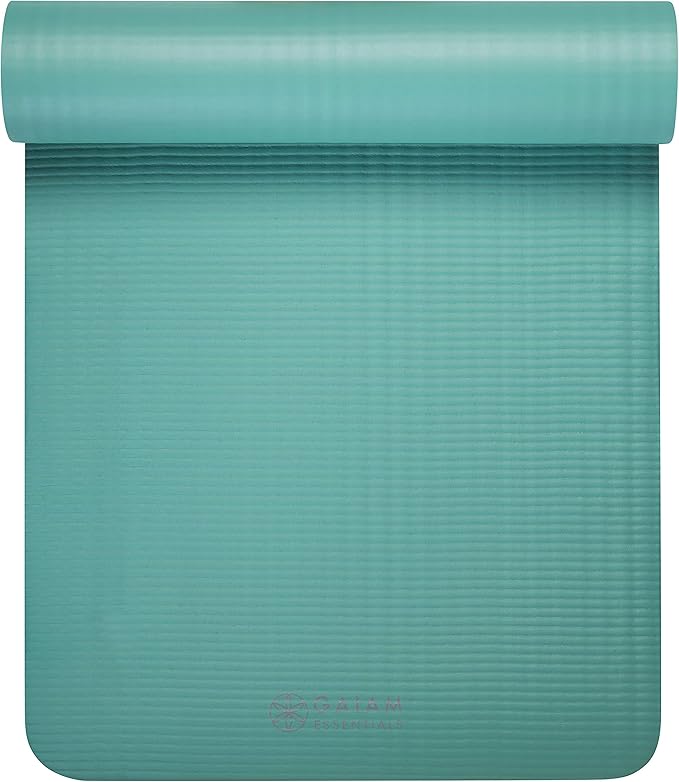 Gaiam Yoga Mat, Pilates & Exercise Mat, Thick 2/5" (10mm) Workout Mat with Easy-Cinch Carrying Strap for Home & Gym Workouts
