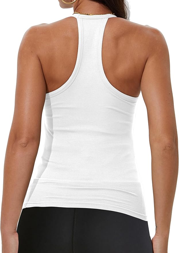 iGENJUN Workout Tops for Women Racerback Basic Tank Summer 2026 Camisole V Neck Slim Fit Ribbed Sleeveless