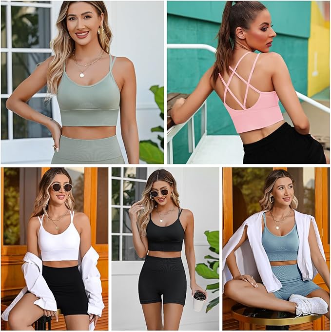 Sykooria 3 Pack Strappy Sports Bra for Women Sexy Crisscross for Yoga Running Athletic Gym Workout Fitness Tank Tops