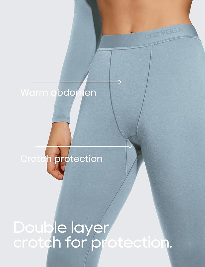 CRZ YOGA Soft Thermal Underwear Sets for Women Lightweight Long Johns Base Layer Pajamas Warm Top Bottom