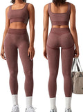 OLCHEE Womens Workout Sets 2 Piece Seamless Square Neck Sports Bra Padded Butt Lifting Leggings High Waist Yoga Gym Outfits