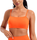 CRZ YOGA Butterluxe Womens Adjustable Spaghetti Thin Strap Sports Bra - Padded Wireless Square Neck Workout Yoga Clothes
