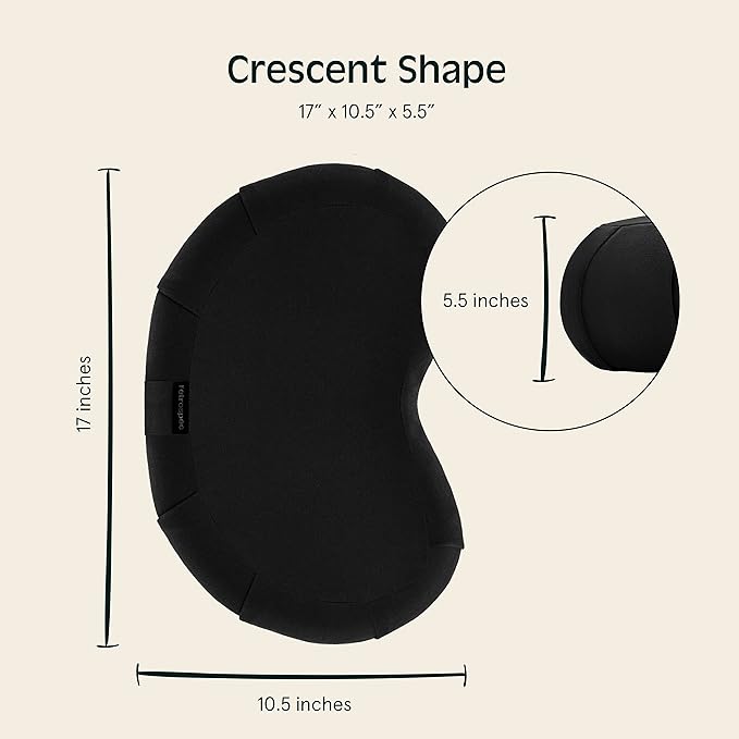 Retrospec Sedona Zafu Meditation Cushion Filled w/Buckwheat Hulls - Yoga Pillow for Meditation Practices - Machine Washable 100% Cotton Cover & Durable Carry Handle, Crescent, Black (Pack of 4)