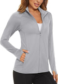 MAGCOMSEN Women's UPF 50+ Lightweight Athletic Jacket Sun Protection Full Zip Long Sleeve Shirts Hiking Outdoor Pockets