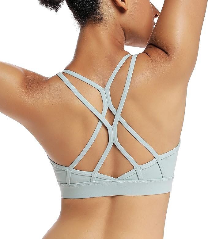 RUNNING GIRL Sports Bras for Women,Strappy Crisscross Back Padded Low Impact Running Sports Bra with Removable Cups