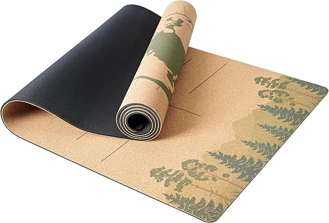 Cork Yoga Mat with Natural Rubber Base, Extra Size, Thickness and Support, Excellent Cushion & Grip, Non-Slip, Non-Toxic, Sweat-Resistant, Sustainable, Eco-friendly Exercise Mat