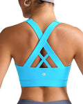 RUNNING GIRL Sports Bras for Women,Padded Strappy Sports Bras Criss-Cross Back Medium Support Sports Bras with Removable Cups