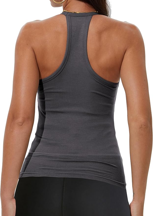 iGENJUN Workout Tops for Women Racerback Basic Tank Summer 2026 Camisole V Neck Slim Fit Ribbed Sleeveless