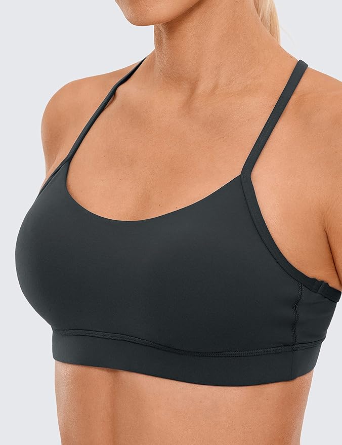 CRZ YOGA Butterluxe Y Back Sports Bras for Women - Padded Racerback Low Impact Spaghetti Thin Strap Workout Yoga Top