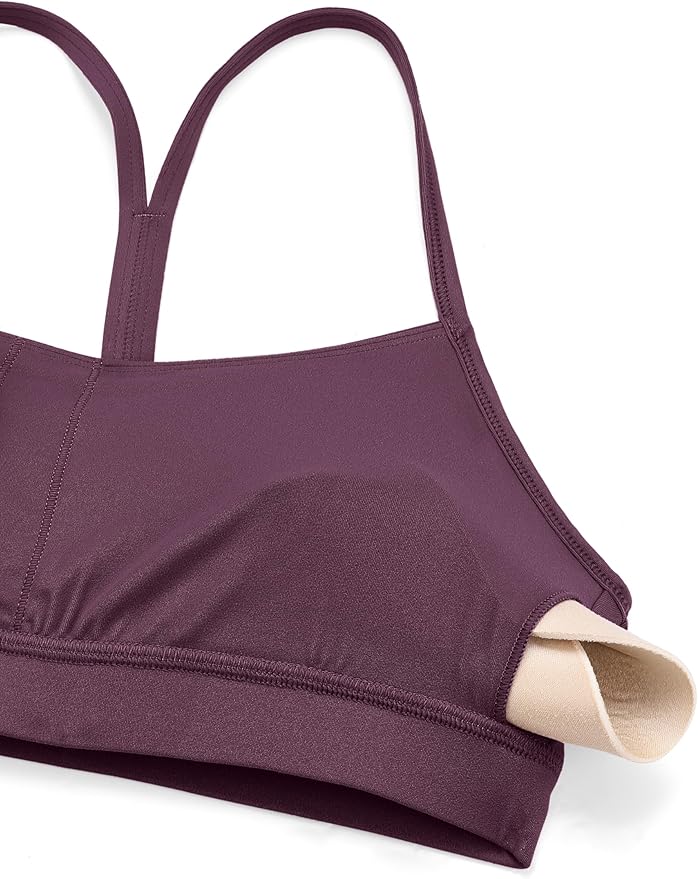 CRZ YOGA Butterluxe Y Back Sports Bras for Women - Padded Racerback Low Impact Spaghetti Thin Strap Workout Yoga Top