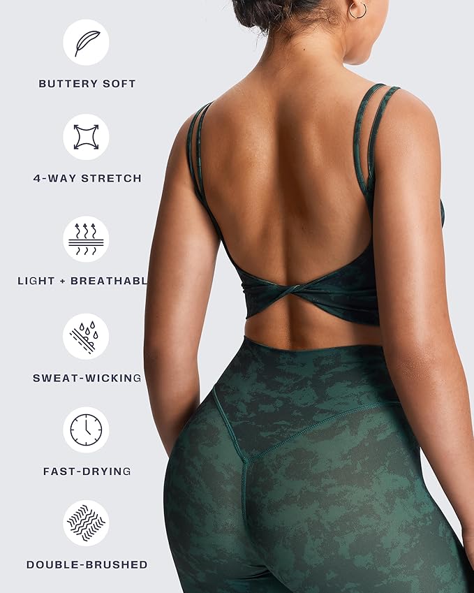 Aoxjox Women's Workout Sports Bras Fitness Yoga Crop Tank Metamorph Twist Back Cami