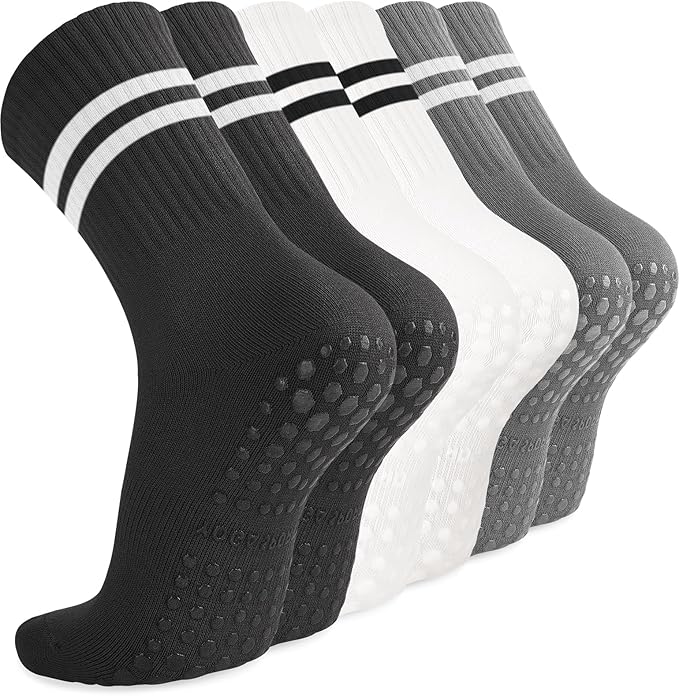 Diu Life 3 Pack Pilates Socks Yoga Socks with Grips for Women Non Slip, Workout, Pure Barre, Ballet, Dance, Hospital Socks