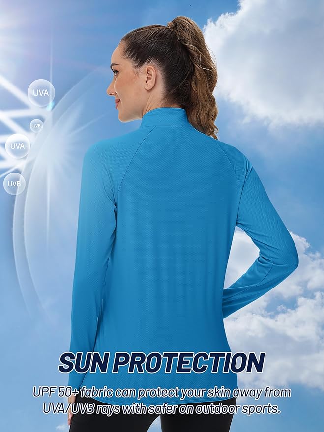 TACVASEN Women's Athletic Jackets Lightweight UV Protection Shirts Full Zip Workout Jacket UPF 50+ Long Sleeve Sun Shirt