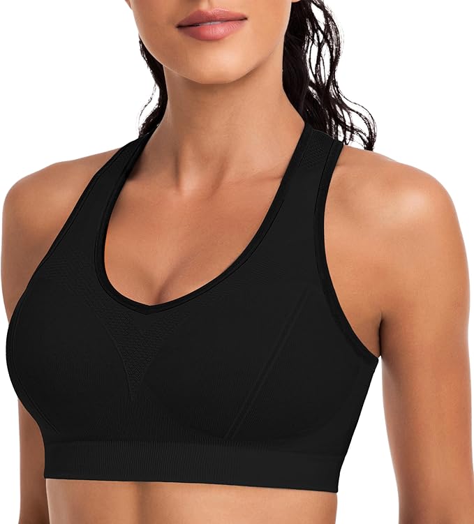 Racerback Sports Bras for Women with Pads - High Impact Athletic Tank Tops for Yoga and Workout Brassieres Bra