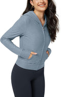 ODODOS Women's Full-Zip Cropped Hoodie - odSTRATUM Tech Ultra Soft UPF 50+ Hooded Jacket with Pockets