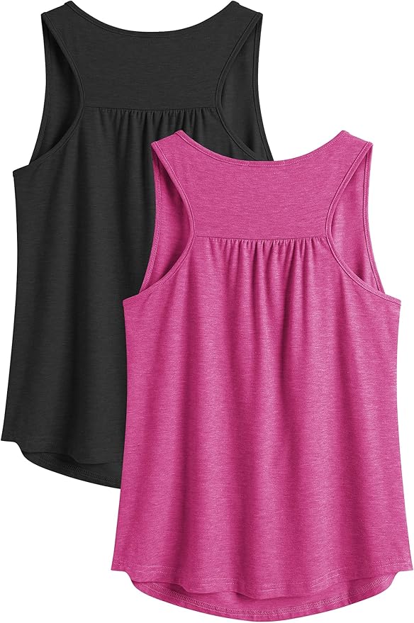 PINSPARK Workout Tops for Women Racerback Tank Tops Sleeveless Athletic Running Shirts Lightweight Yoga Gym Tank,2 Pack S-3XL
