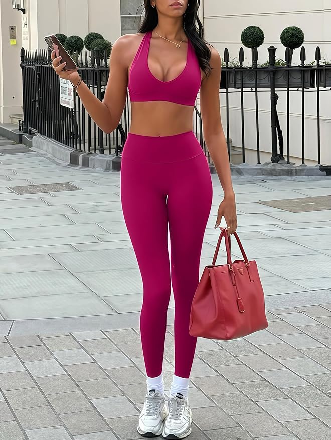 Sogetdo Yoga Leggings for Women Hidden Scrunch Butt Non See Through High Waisted No Front Seam Athletic Gym Workout Pants