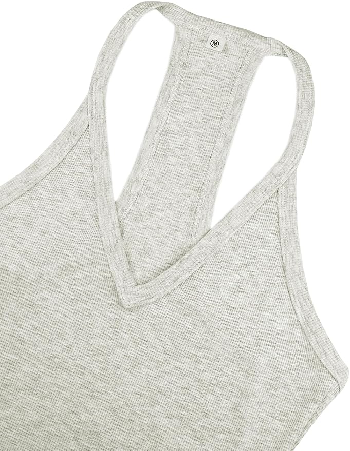 iGENJUN Workout Tops for Women Racerback Basic Tank Summer 2026 Camisole V Neck Slim Fit Ribbed Sleeveless