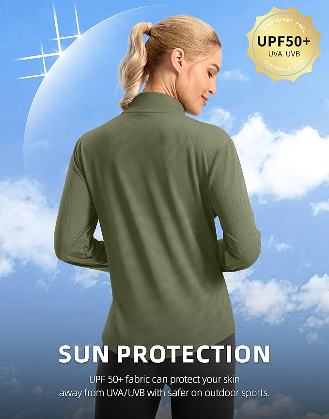Soothfeel Women's UPF 50+ Lightweight Athletic Jackets Sun Protection Zip Up Long Sleeve Shirts Hiking Workout Outdoor Pocket