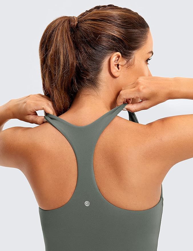 CRZ YOGA Butterluxe Workout Racerback Tank Tops for Women - Padded Athletic Spandex Yoga Shirts with Built in Bra