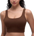 CRZ YOGA Butterluxe U Back Longline Sports Bras for Women - Scoop Neck Padded Yoga Workout Crop Top with Built in Pads
