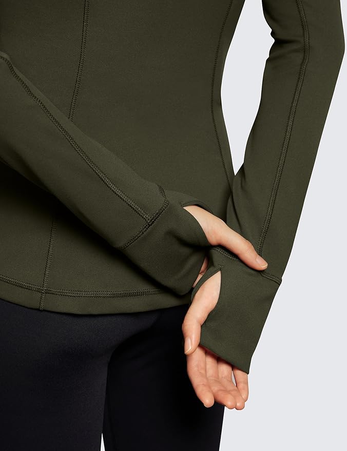 CRZ YOGA Butterluxe Hooded Athletic Jackets for Women - Full Zip Track Casual Tops with Thumb Holes Pockets