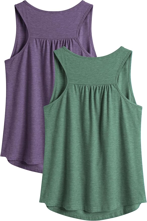 PINSPARK Workout Tops for Women Racerback Tank Tops Sleeveless Athletic Running Shirts Lightweight Yoga Gym Tank,2 Pack S-3XL
