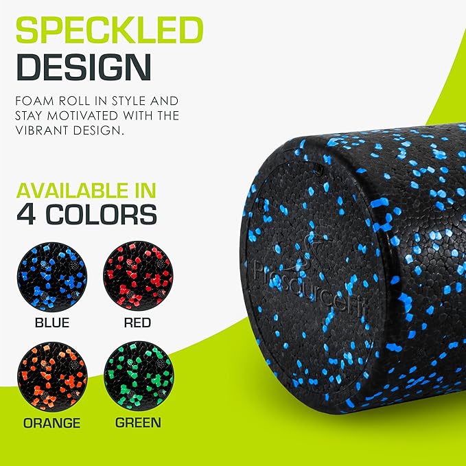 ProsourceFit High Density Foam Rollers 36 - inches long, Firm Full Body Athletic Massage Tool for Back Stretching, Yoga, Pilates, Post Workout Muscle Recuperation, Black/Blue