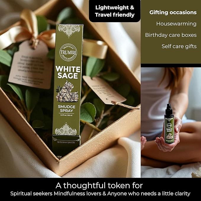 White Sage Spray for Spiritual Cleansing Negative Energy and Protection - Smudge Spray Made with Natural Non Toxic Sage Essential Oil - Salvia Blanca para Limpiar