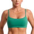 CRZ YOGA Butterbreeze Scoop Neck Sports Bras for Women - Spaghetti Straps Wireless Workout Padded Gym Cami Top