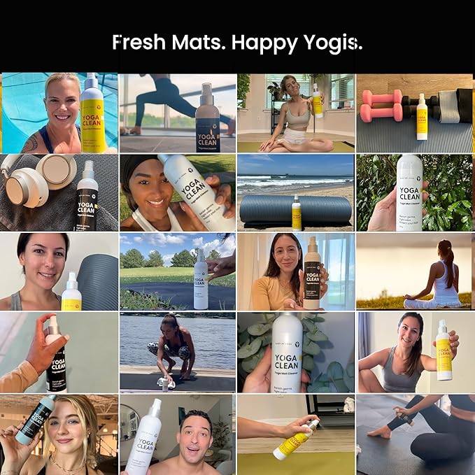 Yoga Clean – Eco-Friendly Yoga Mat Cleaner & Deodorizing Spray | Neutralizes Sweat & Odor to Protect Your Mat | 8 oz Plant-Based Formula, Spa-Like Scent, Made in the USA