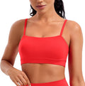 CRZ YOGA Butterluxe Womens Adjustable Spaghetti Thin Strap Sports Bra - Padded Wireless Square Neck Workout Yoga Clothes
