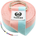 Tumaz Yoga Strap/Stretch Bands [15+ Colors, 6/8/10 Feet Options] with Extra Safe Adjustable D-Ring Buckle, Durable and Comfy Delicate Texture - Best for Daily Stretching, Physical Therapy, Fitness