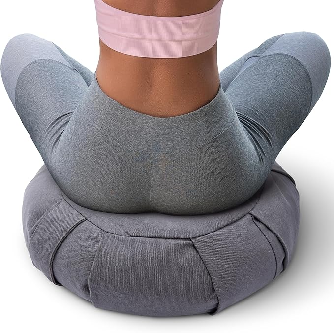 Cheer Collection Meditation Cushion - Ergonomic Floor Pillow, Yoga Pillow with Buckwheat Filling, Zafu Meditation Cushion, Comfort & Meditation Posture Support
