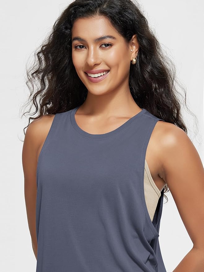 ODODOS 3-Pack Loose Tank Tops for Women Sleeveless Gym Athletic Workout Tops Yoga Shirts