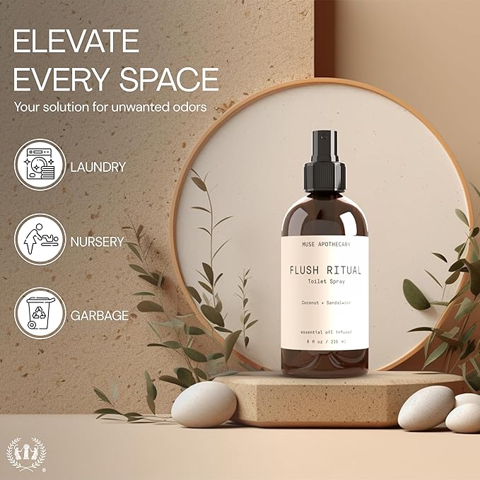 Muse Apothecary Flush Ritual - Aromatic & Refreshing Toilet Spray, Use Before You Go, 4 oz, Infused with Natural Essential Oils - Cara Orange + Fig + Blackberry Vanilla, 3 Pack