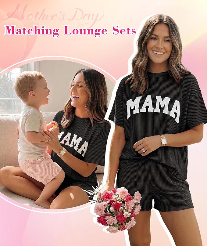 MARZXIN Women 2 Piece Shorts Set 2026 Casual Summer Cruise Outfits Ribbed Loose Short Sleeve Pocket Matching Lounge Sets