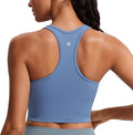 CRZ YOGA Butterluxe Racerback Crop Tank Tops for Women - Padded Y-Back Longline Sports Bras Scoop Neck Workout Yoga