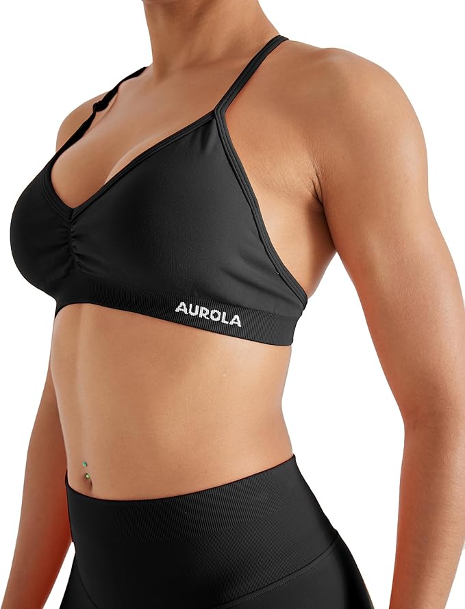 AUROLA Mercury Workout Sports Bras Women Athletic Removable Padded Backless Strapy Minimal Crop Top