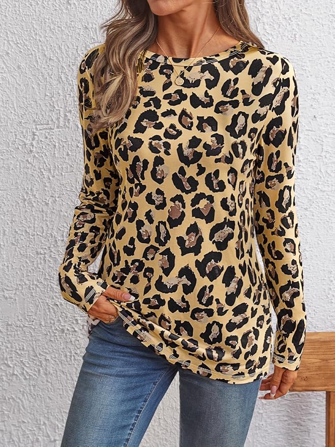 AUTOMET Women‘s Basic Long Sleeve Crewneck, Plus Size Winter & Spring Top, Casual Fall Tee for Teacher & Everyday Outfits