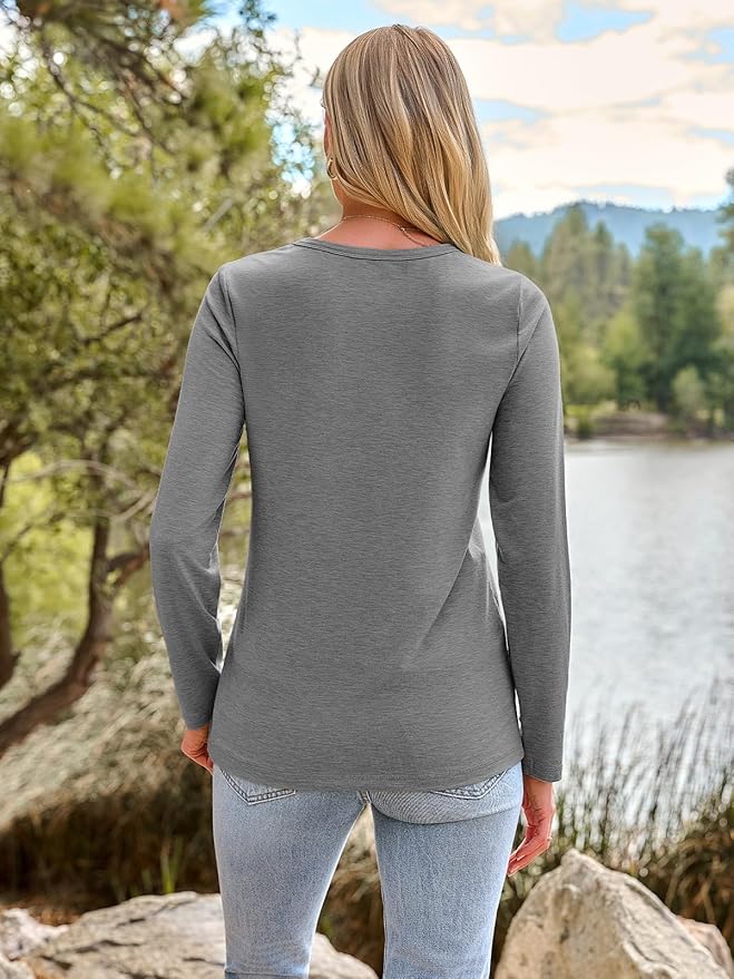 AUTOMET Women‘s Basic Long Sleeve Crewneck, Plus Size Winter & Spring Top, Casual Fall Tee for Teacher & Everyday Outfits