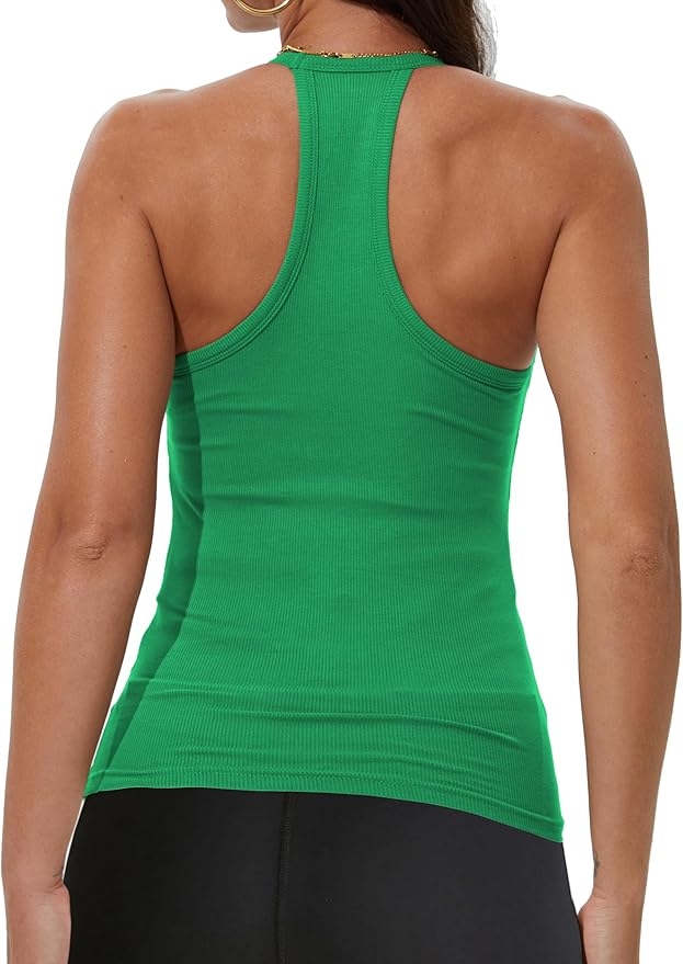 iGENJUN Workout Tops for Women Racerback Basic Tank Summer 2026 Camisole V Neck Slim Fit Ribbed Sleeveless