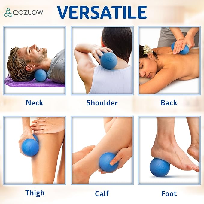 COZLOW Double Lacrosse Massage Ball - Blazing Blue - Peanut Trigger Point Roller for Mobility, Deep Tissue Therapy, Myofascial Release - Ergonomic Acupressure Tool for Muscle Pain Relief
