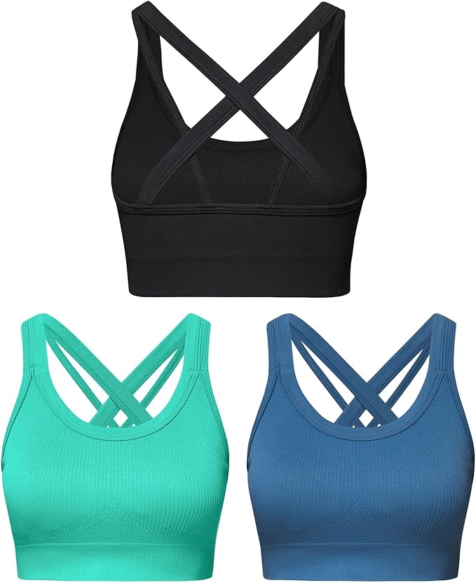 Sports Bras for Women HIigh Support, Criss-Cross Back Padded Strappy High Impact Sports Bras for Women Large Bust