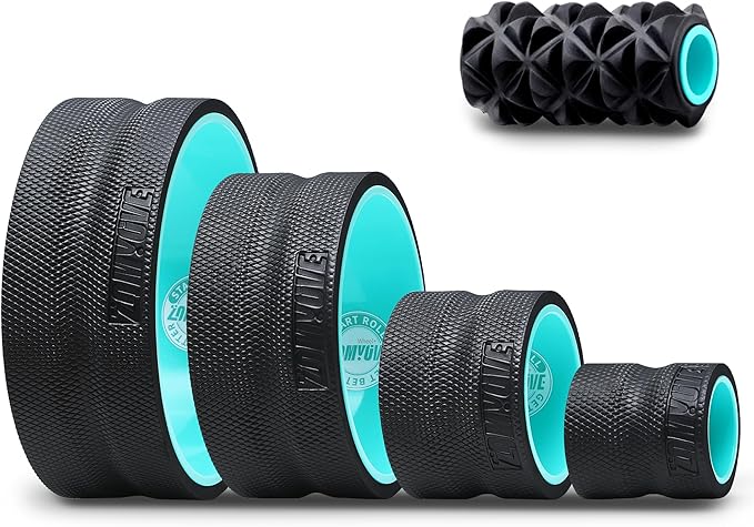 5 Pack Back Roller- Yoga Wheel for Back Pain Reliefn & Stretching, Back Wheel for Deep Tissue Massage, Foam Roller for Physical Therapy & Exercise