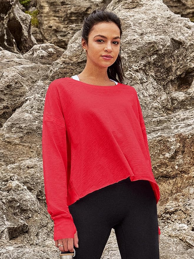 Panadila Womens Open Back Workout Top Long Sleeve Athletic Shirts Casual Crop Running Tee Y2k Yoga